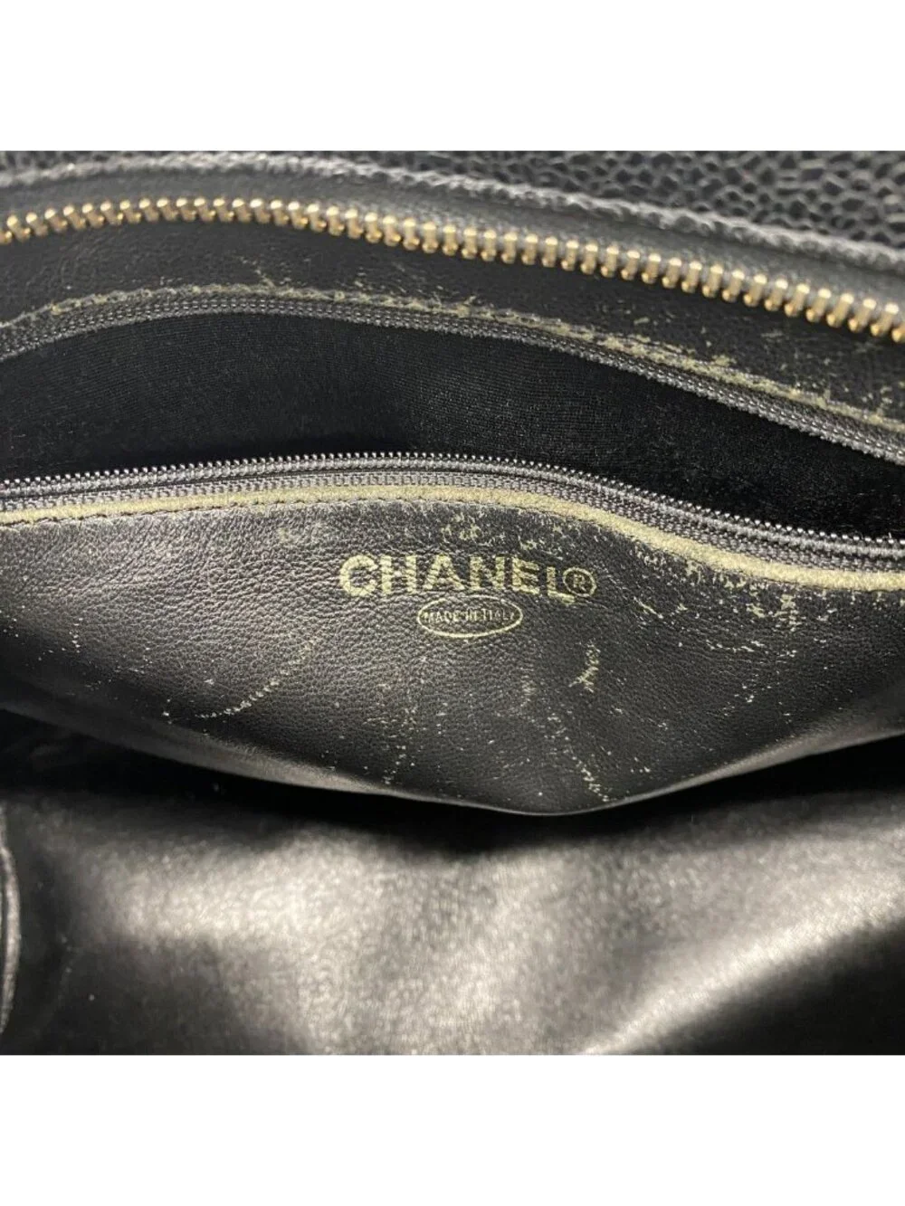 Chanel Tote Reissue Caviar Leather Black Gold